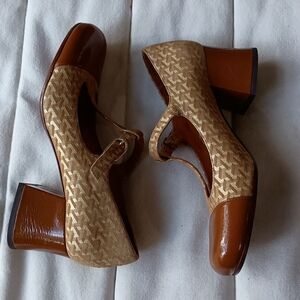 Chie Mihara Brown And Gold T-Strap Mary Jane Style Women's Shoes_36